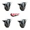 Service Caster 3.5'' Gray Poly Wheel Swivel Top Plate Caster Set Posi Brake, 4PK SCC-20S3514-PPUB-PLB-4 - alternate 2